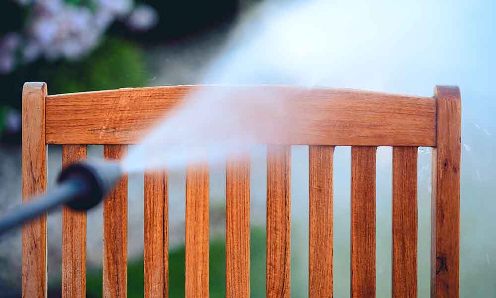 Washing wooden outdoor chair