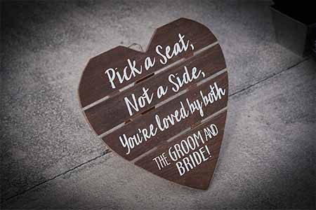 Pick a seat sign for a wedding event
