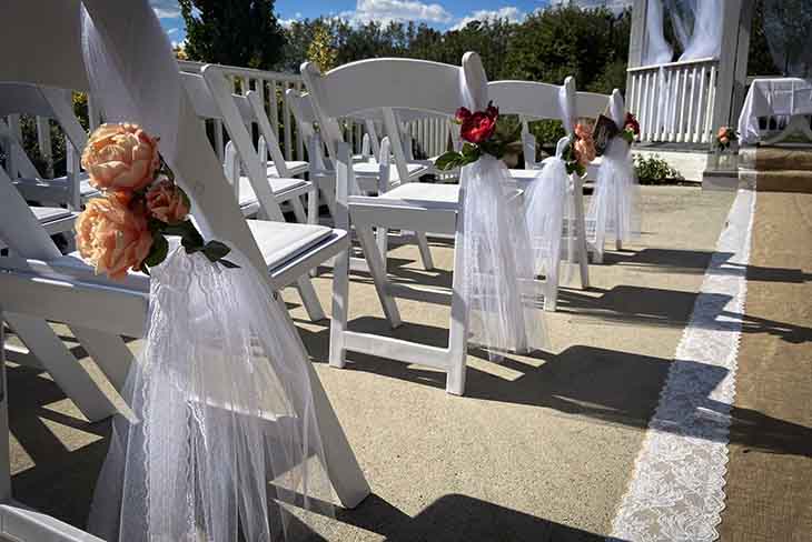 Plastic folding chairs - add elegance with tulle