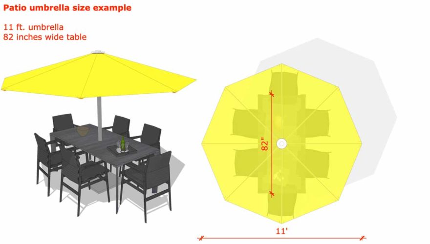 Example of 11 ft. patio umbrella and 82-inch table