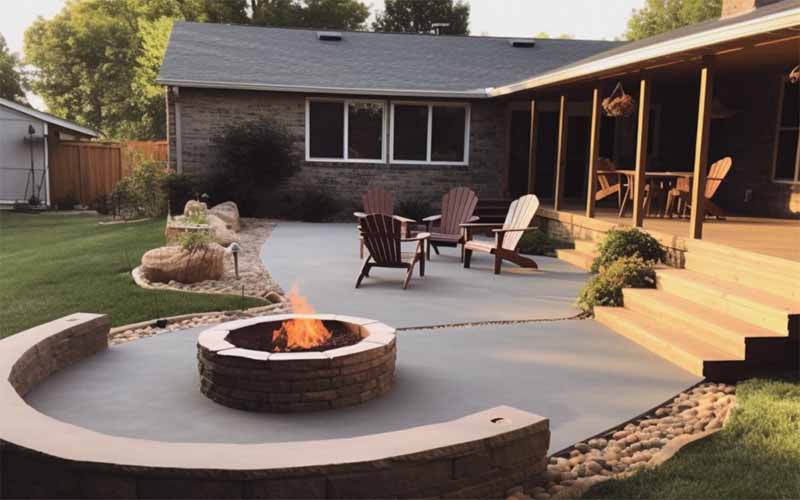 Fire pit on concrete